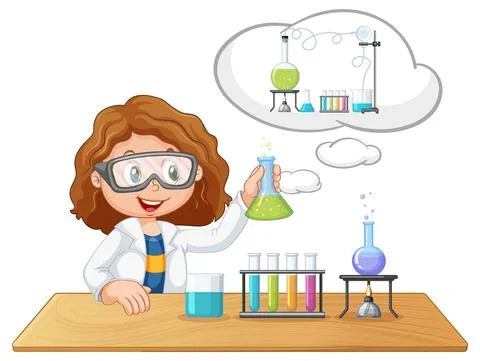 A scientist experiment with speech bubble Stock Illustration