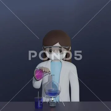 Scientist experimenting in laboratory 3d rendered icon isolated Plantilla PSD