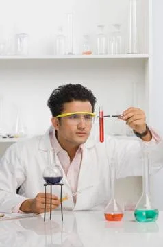 Scientist experimenting in a laboratory Stock Photos