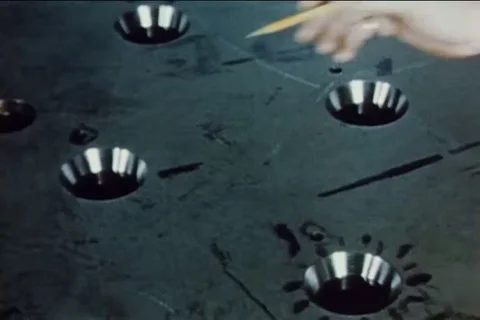 Scientist explain the features of moderator can hole - 1957 Stock Footage 106047787