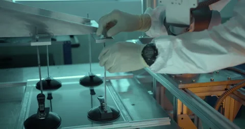 Scientist fixs suction cups in laboratory Stock Footage 232908848