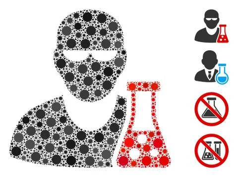 Scientist with Flask Mosaic of CoronaVirus Elements Stock Illustration