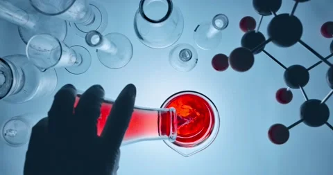 Scientist hand pour the sample substance into the test tube in lab. Stock Footage 159416898