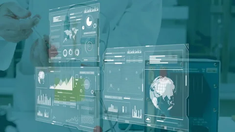 Scientist hands pipetting liquid into test tube while flat design panels 스톡 동영상 307801229