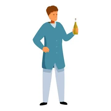 Scientist holding bottle, examining liquid contents in laboratory research .. Stock Illustration