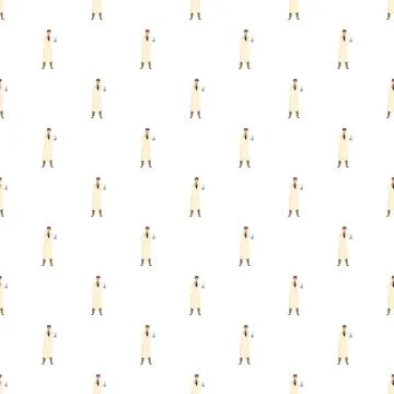 Scientist holding flask seamless pattern for chemistry research Stock Illustration