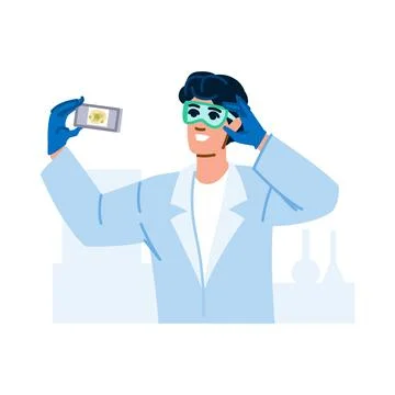 Scientist holding a microscope slide in laboratory research Stock Illustration