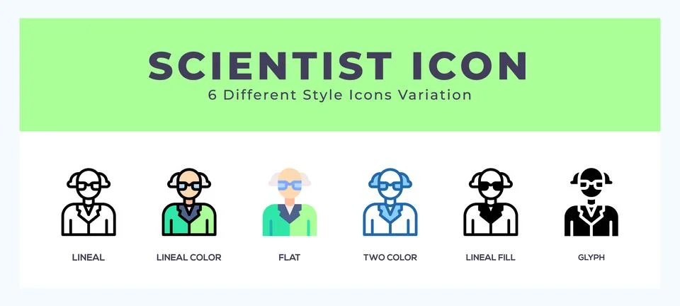 Scientist icon in filled. thin line. outline stroke and flat style. Stock Illustration