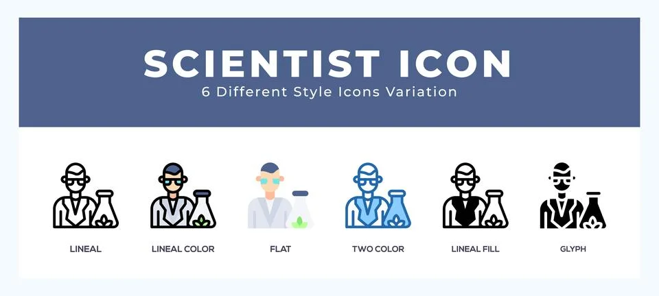 Scientist icon set. Design elements for logo 库存插图