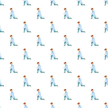 Scientist in lab coat seamless background pattern 库存插图