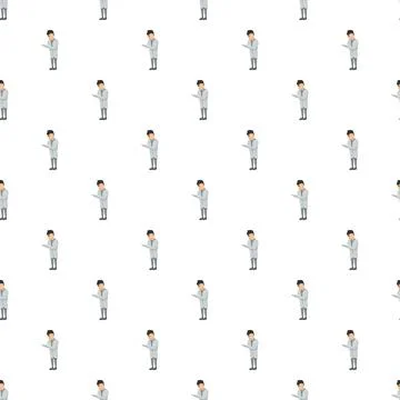 Scientist in lab coat seamless background pattern Stock Illustration