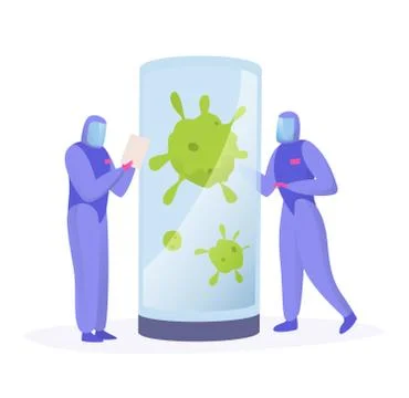 Scientist lab research, concept with tiny people cartoon characters, set Illustrazione stock