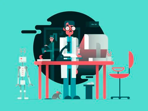 Scientist in lab room 스톡 일러스트