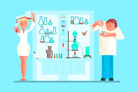 Scientist in lab room Stock Illustration