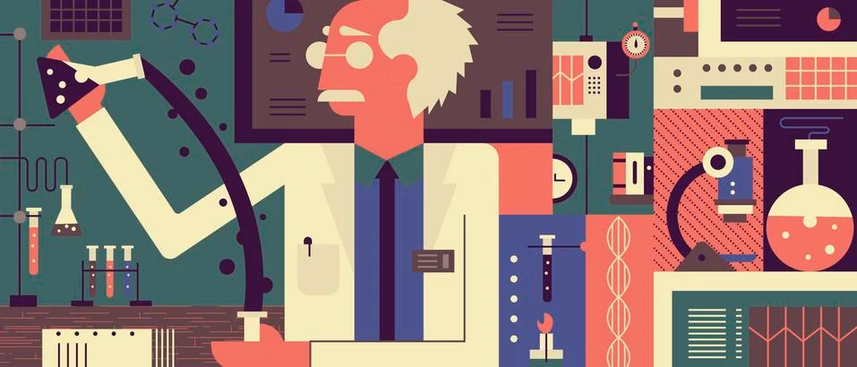 Scientist in laboratory background Stock Illustration