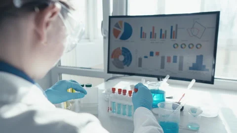 Scientist in laboratory is engaged in study of new methods of diagnosis and Stock Footage 240319968