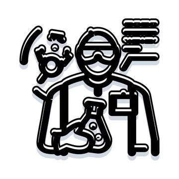 Scientist in laboratory experimenting with hazardous materials Stock Illustration