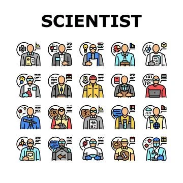 Scientist laboratory lab science icons set vector 스톡 일러스트