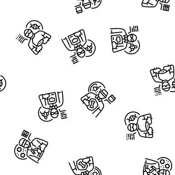 Scientist laboratory lab science vector seamless pattern Illustrazione stock