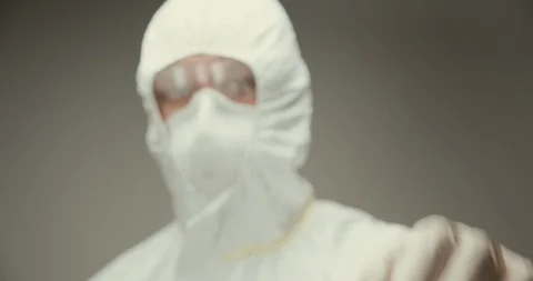 Scientist laboratory protection glasses test tube concept vaccine medicine blood Stock Footage 128050952