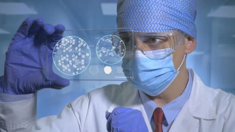 Scientist Looking Bacteria  Stock Footage 200829072