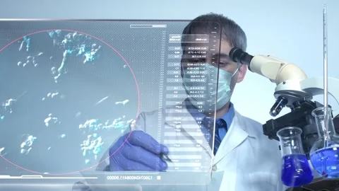 Scientist Looking Chemical Data Stock Footage 200741129