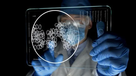 Scientist Looking Futuristic Tablet  Stock-Footage 125681064