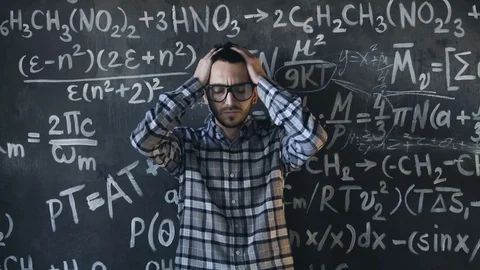 Scientist man disappointed about problems experiment in chemical and Stock Footage 71475053