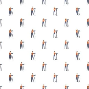 Scientist man observing with telescope seamless pattern イラスト素材