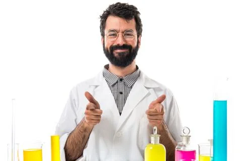 Scientist man with thumb up Stock Photos