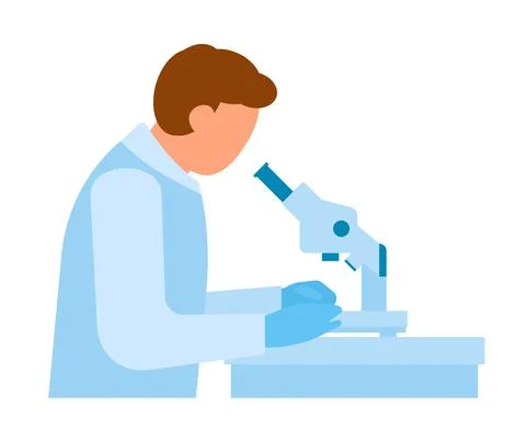 Scientist man work with microscope for science research and chemical laborato Stock Illustration