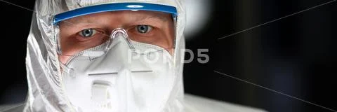 Scientist Man Working Sterile Laboratory Portrait Stock Photos