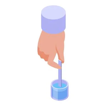 Scientist measuring ph level with litmus paper in beaker icon Illustrazione stock