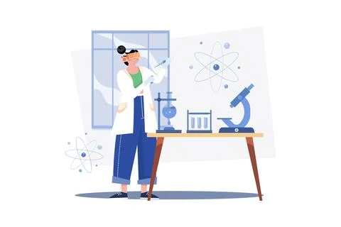 Scientist In The Metaverse Illustration concept. A flat illustration isolat.. Ilustración de archivo