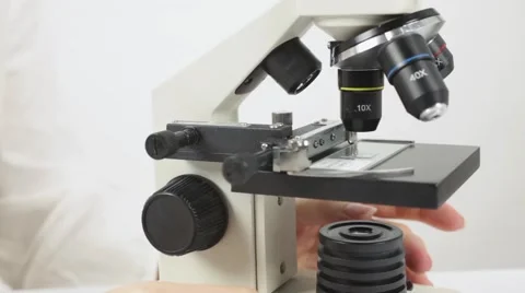 Scientist with microscope Stock Footage 54827703