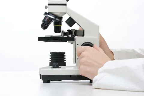 Scientist with microscope Stock Photos