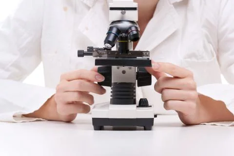 Scientist with microscope Stock Photos