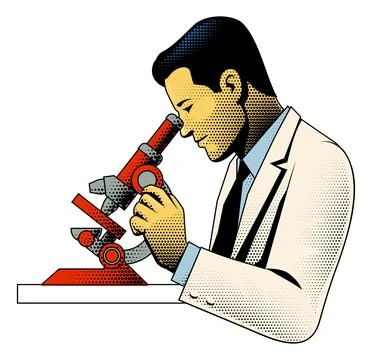Scientist Microscope Retro Vintage Illustration Stock Illustration