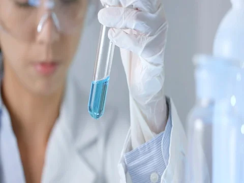 Scientist observation about test tube Stock Footage 81685332
