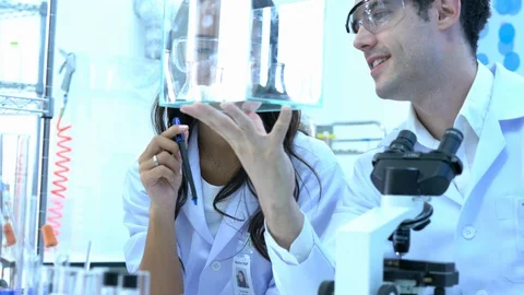 Scientist observing behavior experiment animals in lab. Rats were used in lab. Stock Footage 106868408