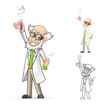 Scientist with One Hand Raised Hand and Feeling Great Stock Illustration