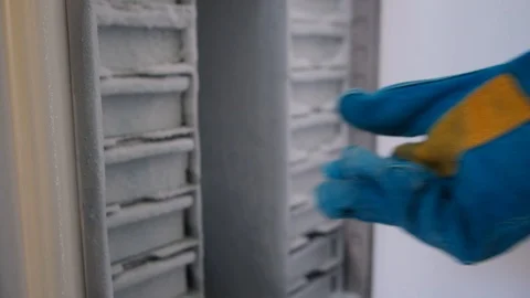 Scientist open fridge in laboratory and check test tubes Stock-Footage 113196308
