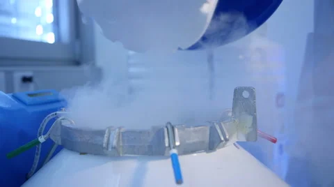 Scientist opens nitrogen container - scientific research Stock Footage 47202895