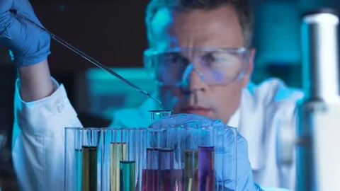 Scientist or technologist doing a laboratory test Stock Footage