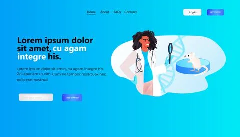 Scientist or veterinary worker doing experiments in lab with experimental rat Stock Illustration