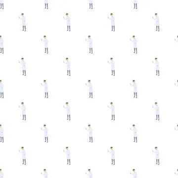 Scientist pattern examining dna in a laboratory wallpaper Stock Illustration