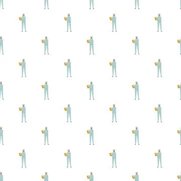Scientist pattern holding gold bar repeating illustration background Stock Illustration