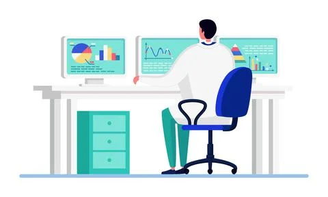 Scientist people in innovation laboratory vector illustration, cartoon flat Stock Illustration