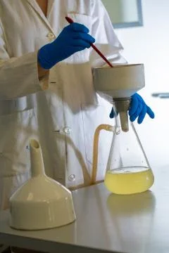 Scientist performing lab analysis 스톡 사진