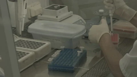 Scientist performs a blood test for covid Video stock 143161440